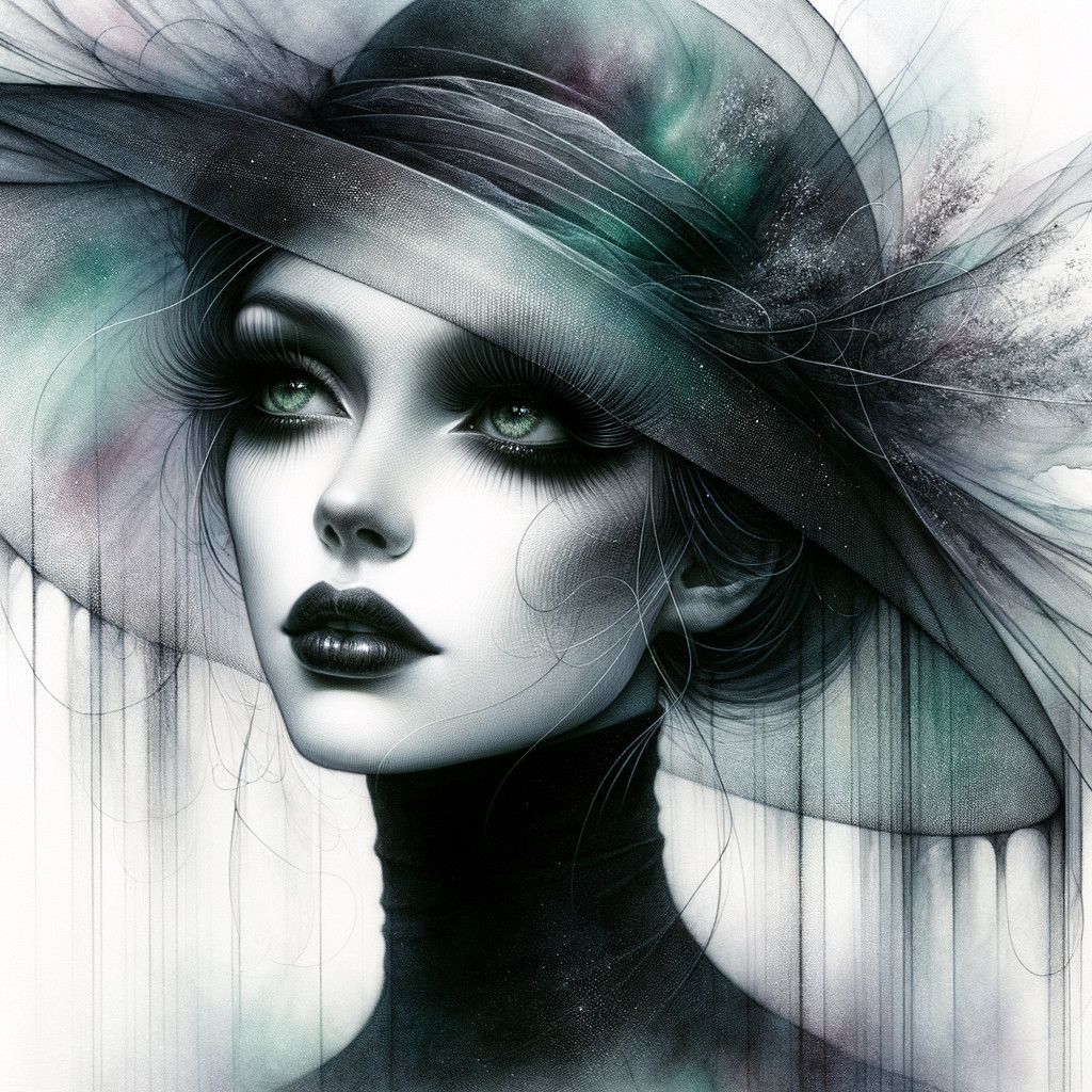 Portrait of a Woman with Green Eyes and Hat