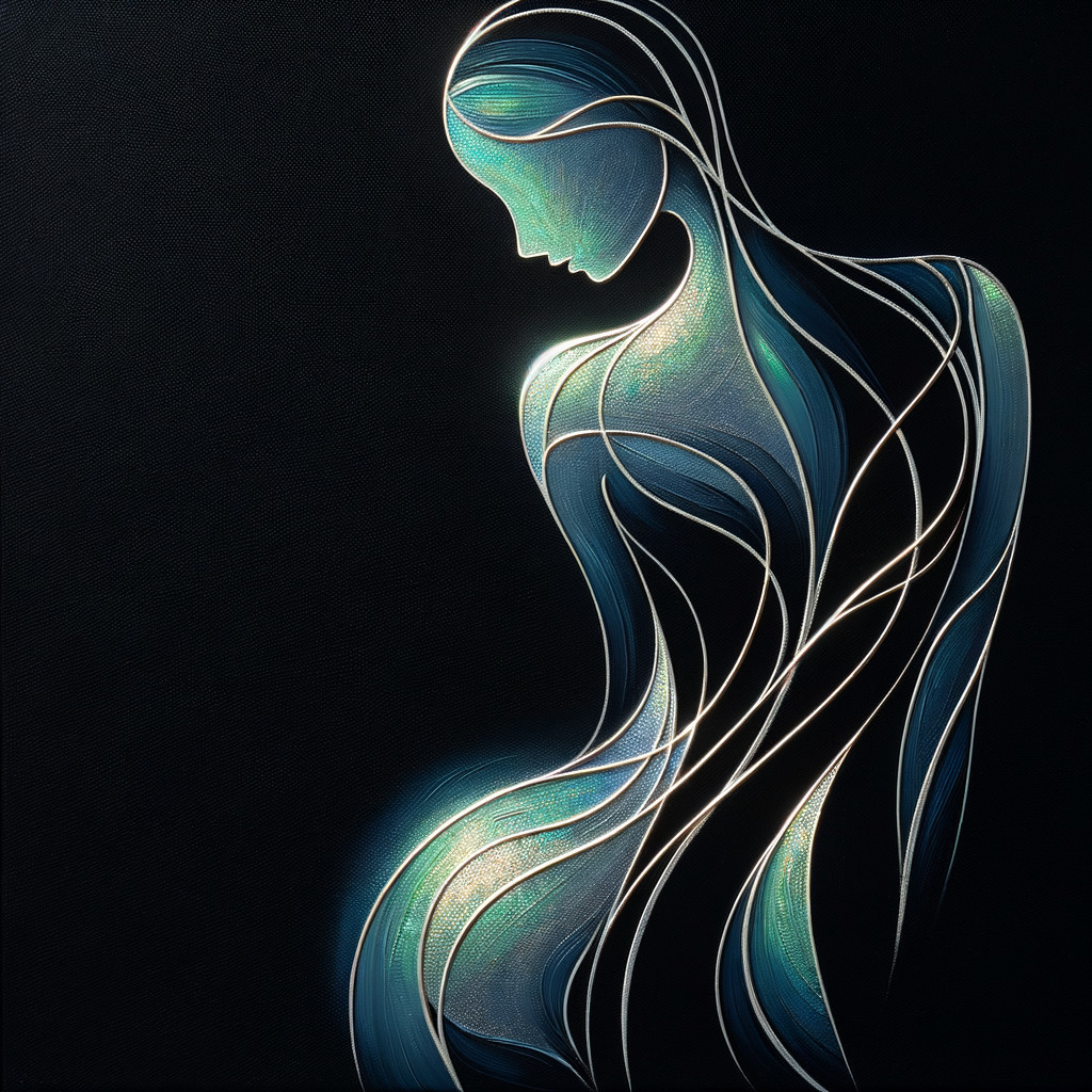 Stylized Silhouette of a Woman in Flowing Lines