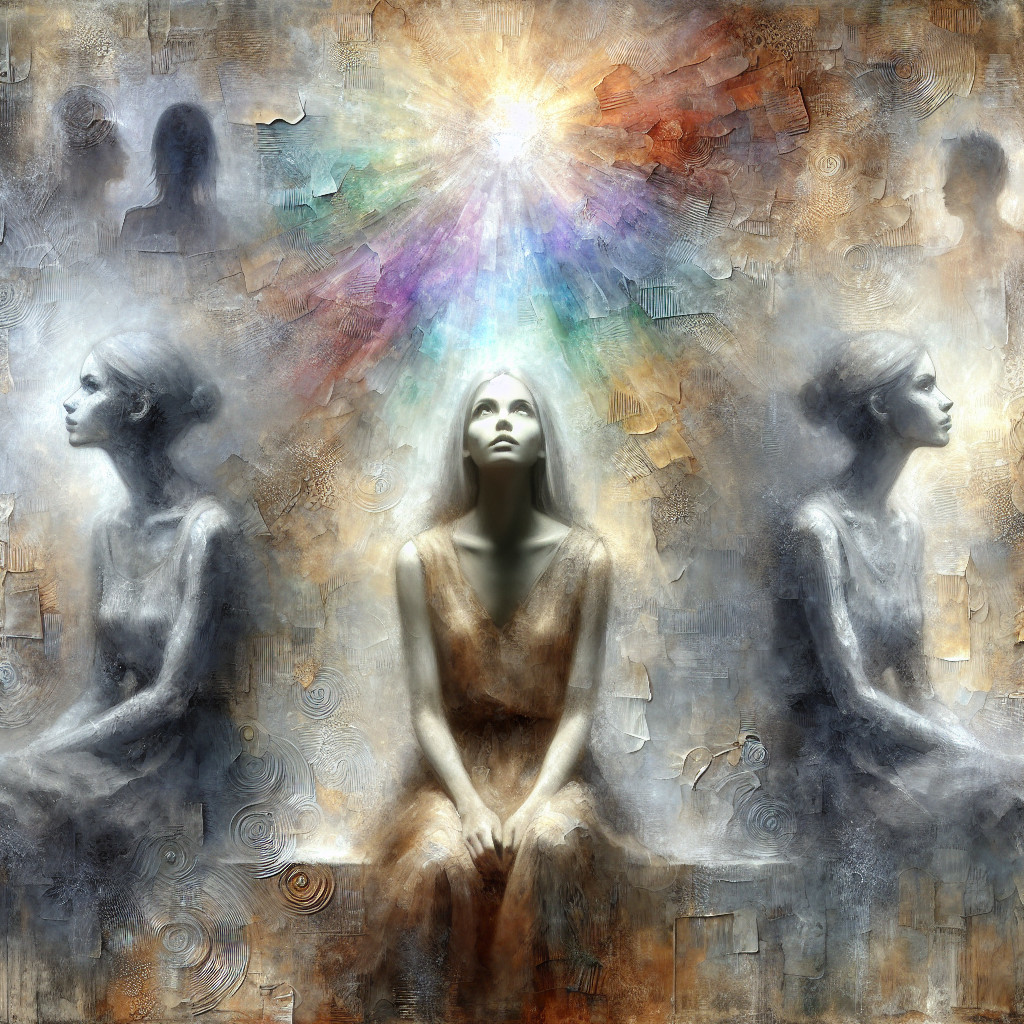 Seated Figure in Ethereal Light and Dreamlike Atmosphere