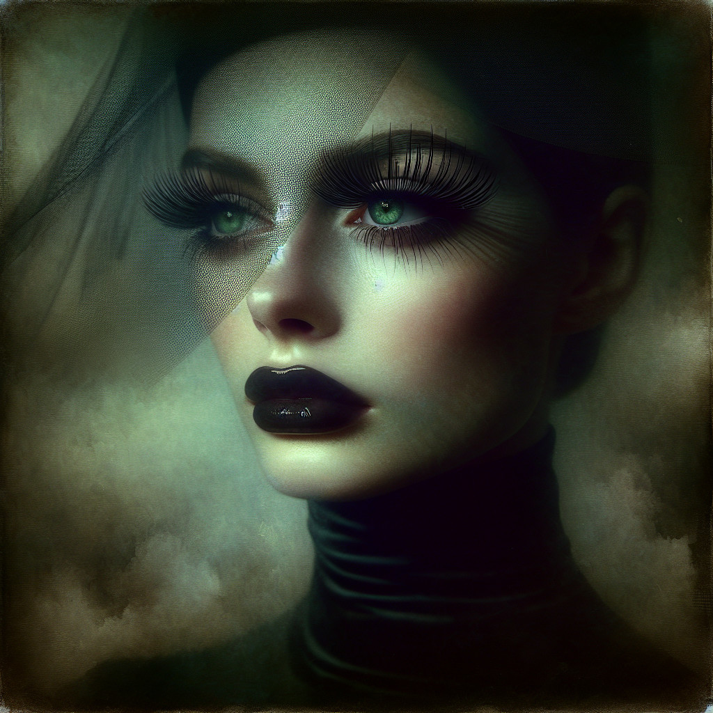 Portrait of a Woman with Green Eyes and Veil