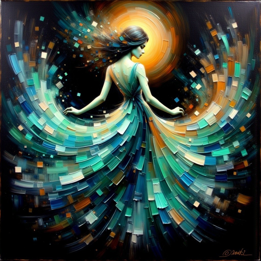 Abstract Painting of a Woman in Vibrant Colors