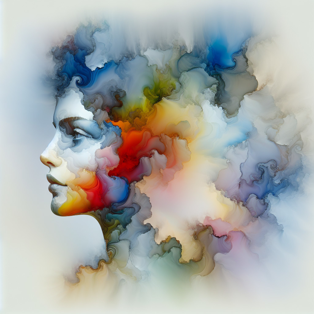 Silhouette of Woman Against Abstract Colorful Background