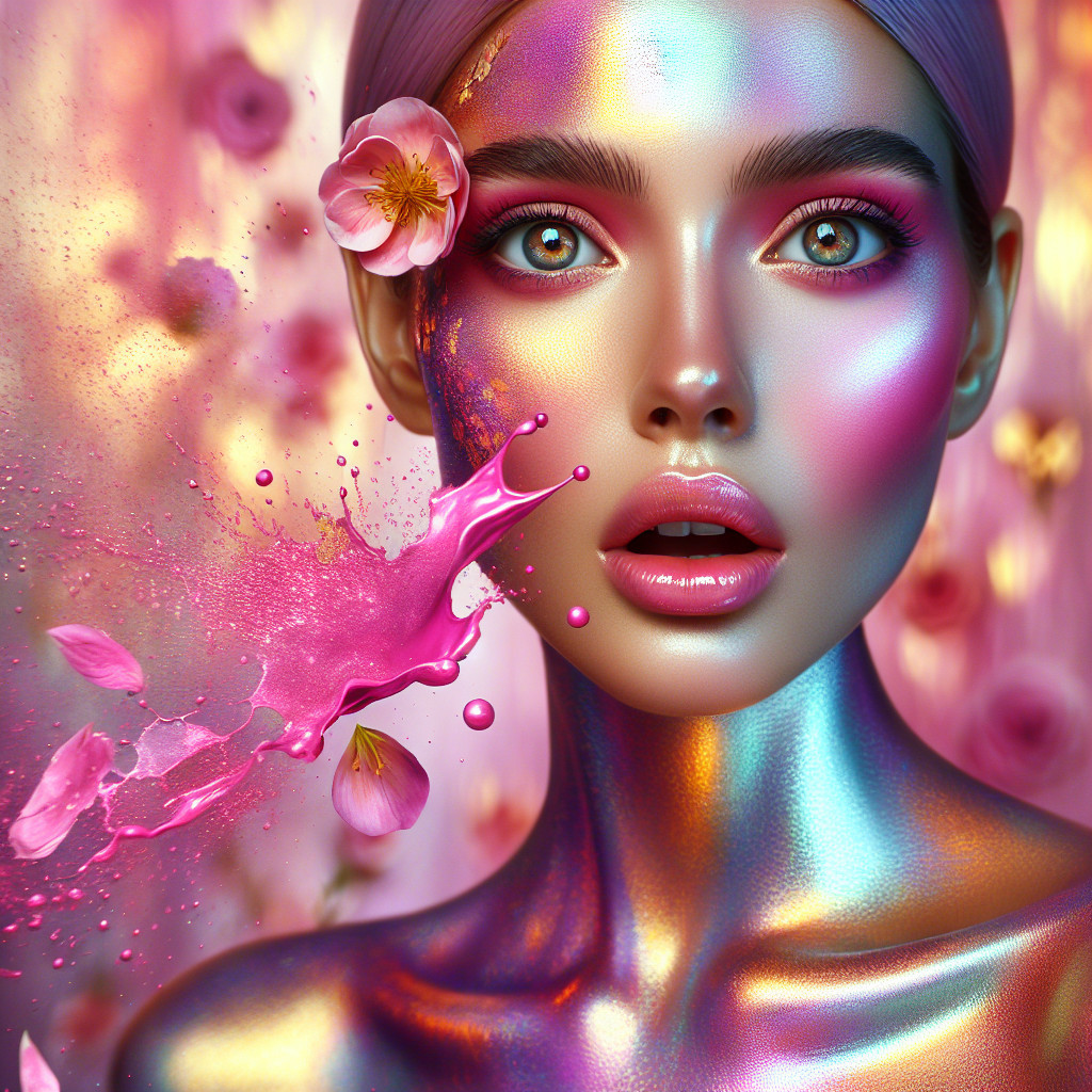 Portrait of a Woman with Pink and Purple Hues