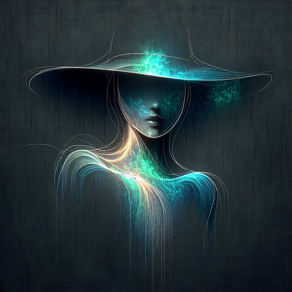 Abstract Figure of Woman in Wide-Brimmed Hat