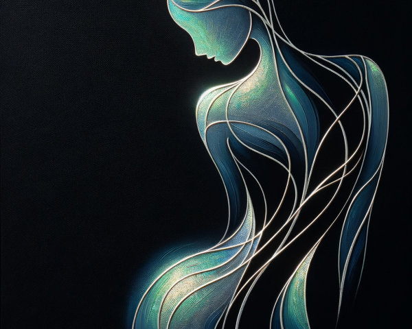 Stylized Silhouette of a Woman in Flowing Lines