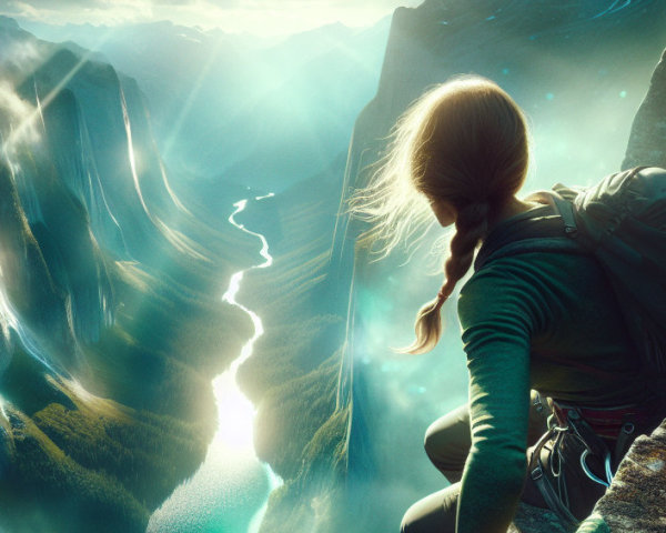 Contemplative Hiker Overlooking Mountainous Landscape