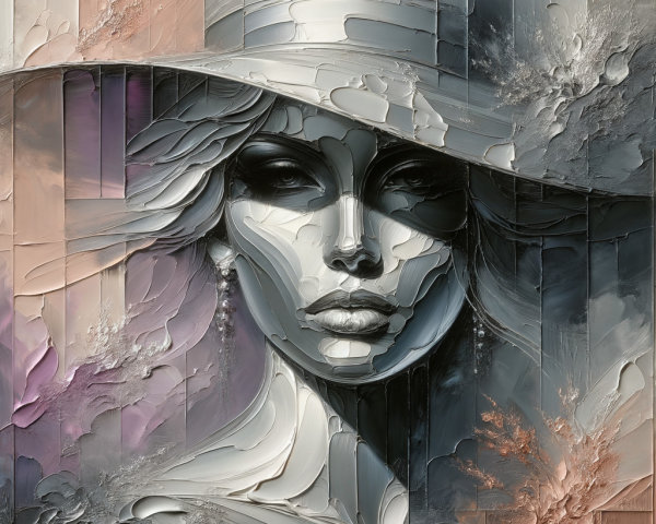 Abstract Portrait of a Female Figure in Pastel Shades