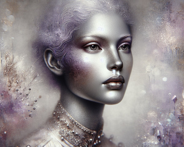 Futuristic Portrait of a Woman with Metallic Sheen