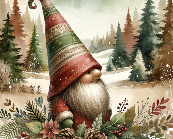 Whimsical Gnome in a Serene Forest Setting