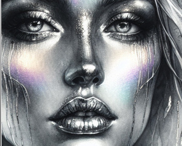 Monochromatic Portrait of a Woman with Ethereal Features