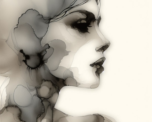 Abstract Profile of a Woman in Soft Gray Tones