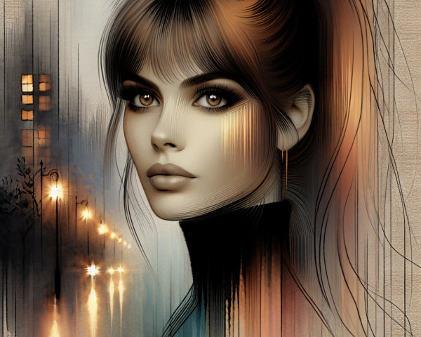 Stylized portrait of a woman in an urban setting
