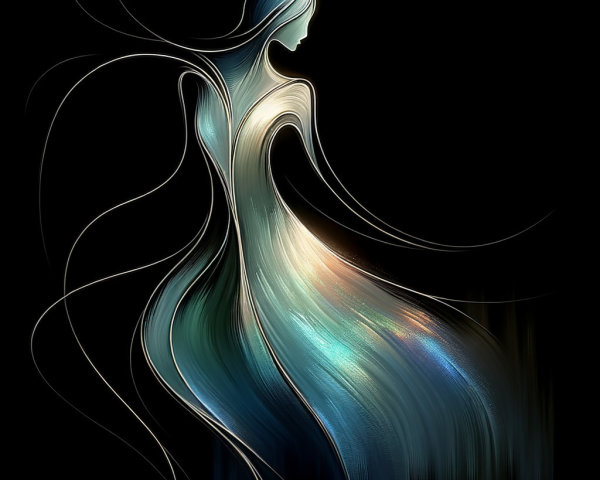 Ethereal Woman in Flowing Lines and Soft Colors