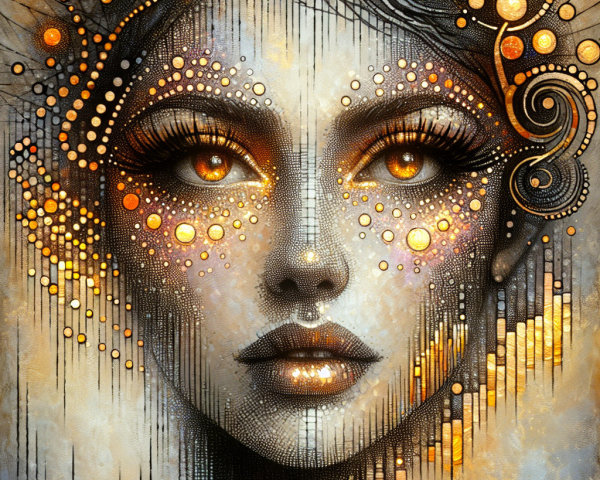 Artistic portrait of a woman with luminous eyes