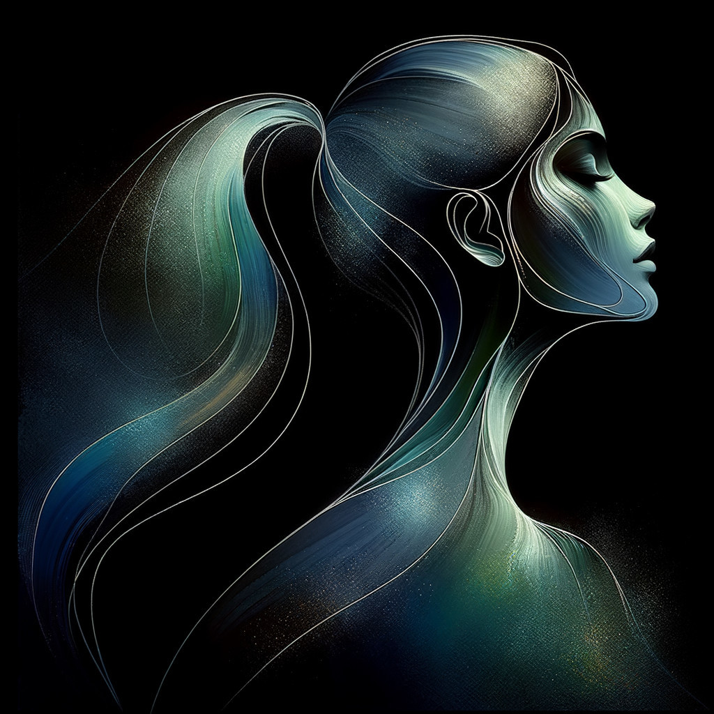 Stylized Profile of a Woman with Flowing Hair