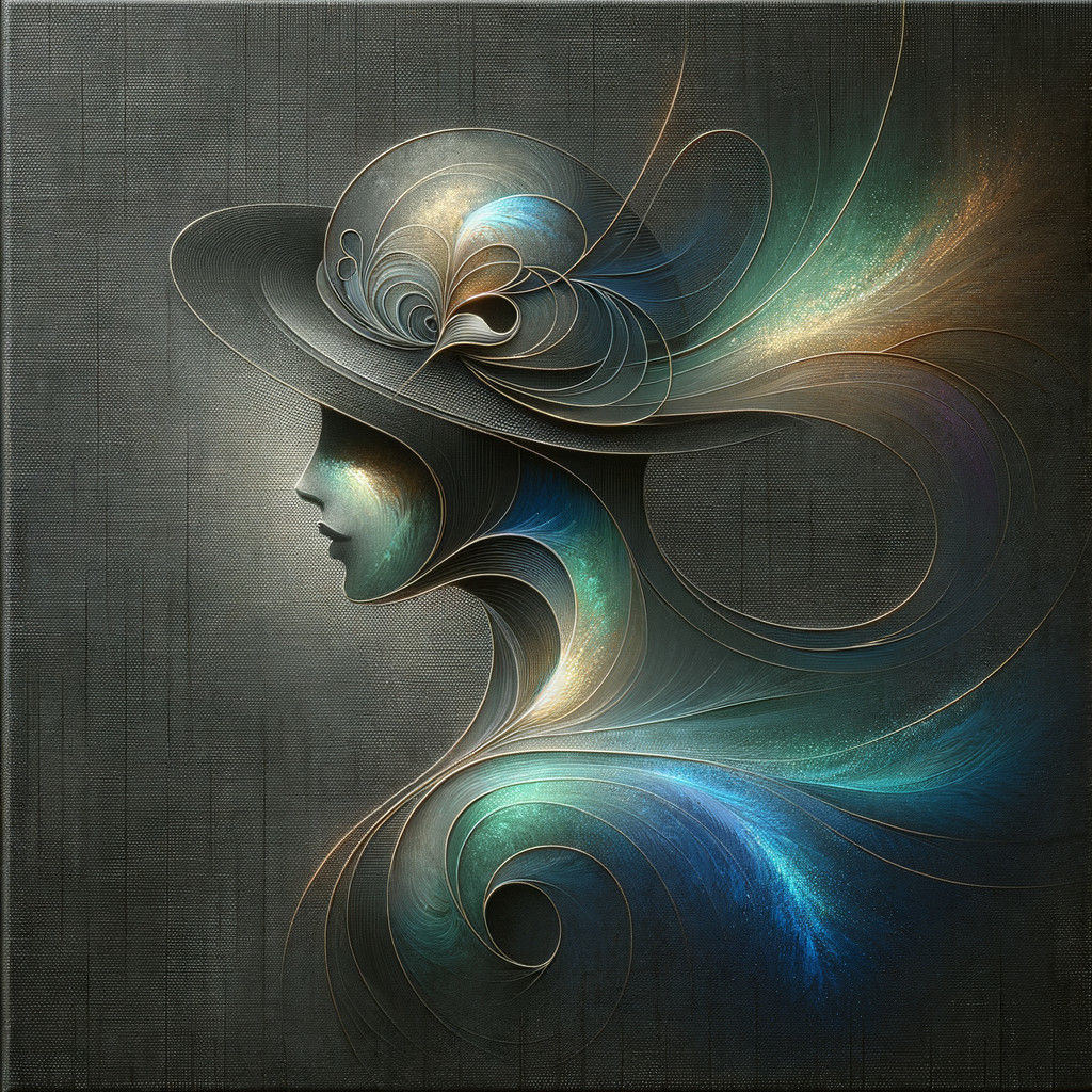Stylized Woman's Profile with Elegant Hat and Colors