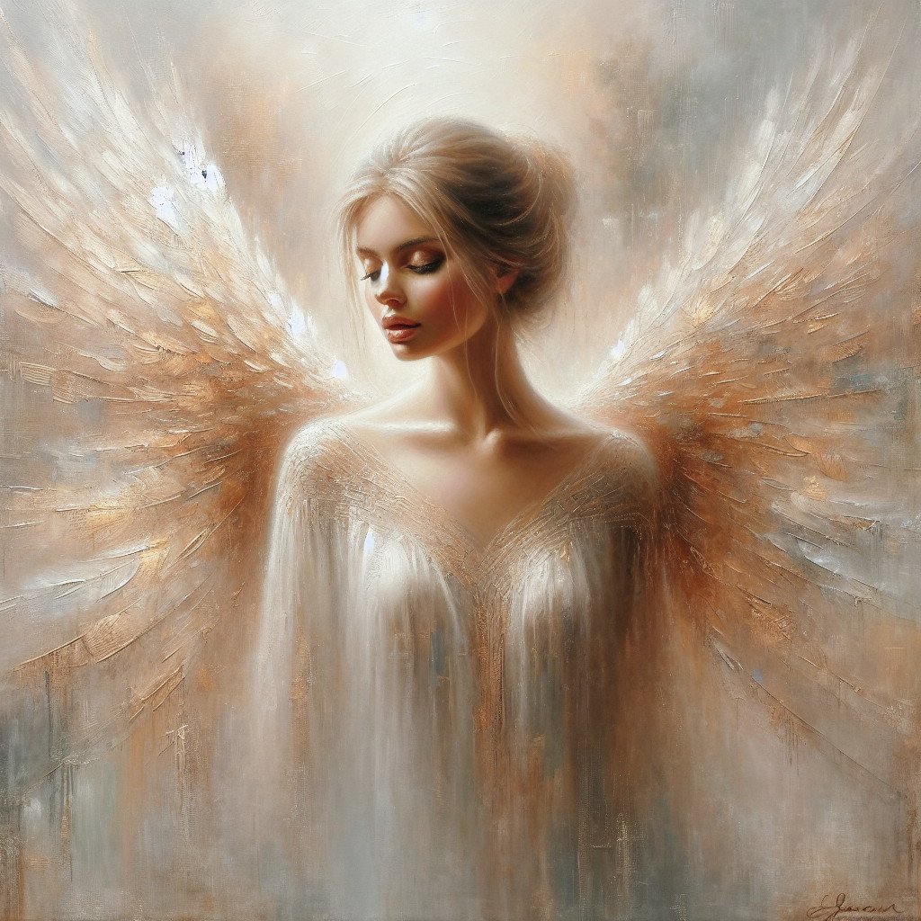 Serene Angelic Figure with Luminous Wings and Glow