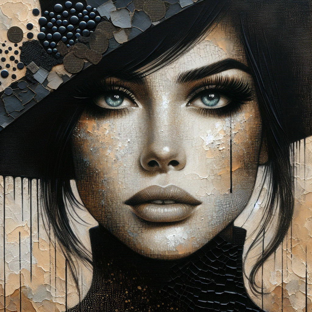 Female Portrait with Turquoise Eyes and Black Hat