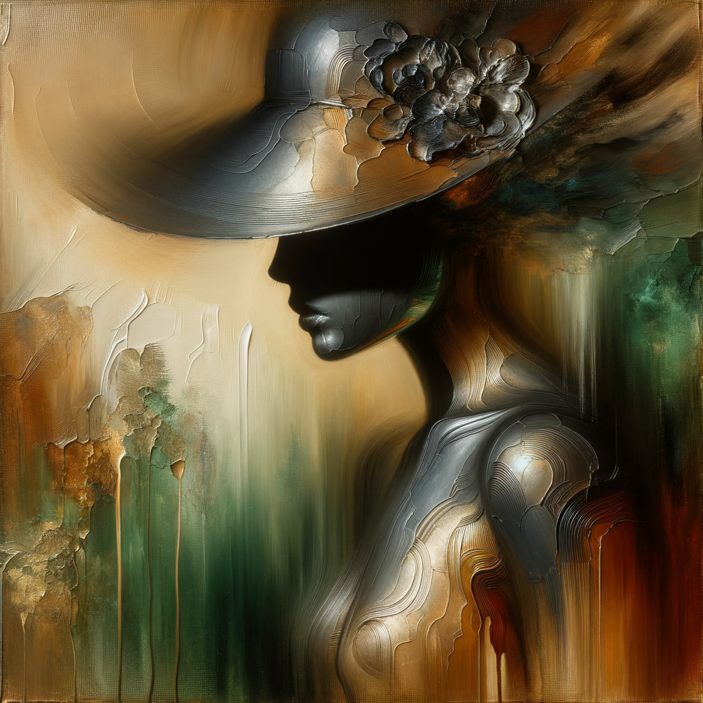 Stylized Silhouette of Woman with Floral Hat