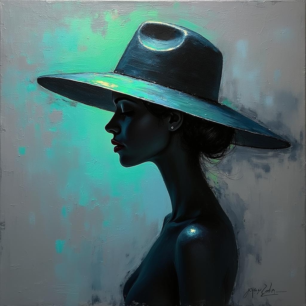 Profile of a Woman in a Wide-Brimmed Hat
