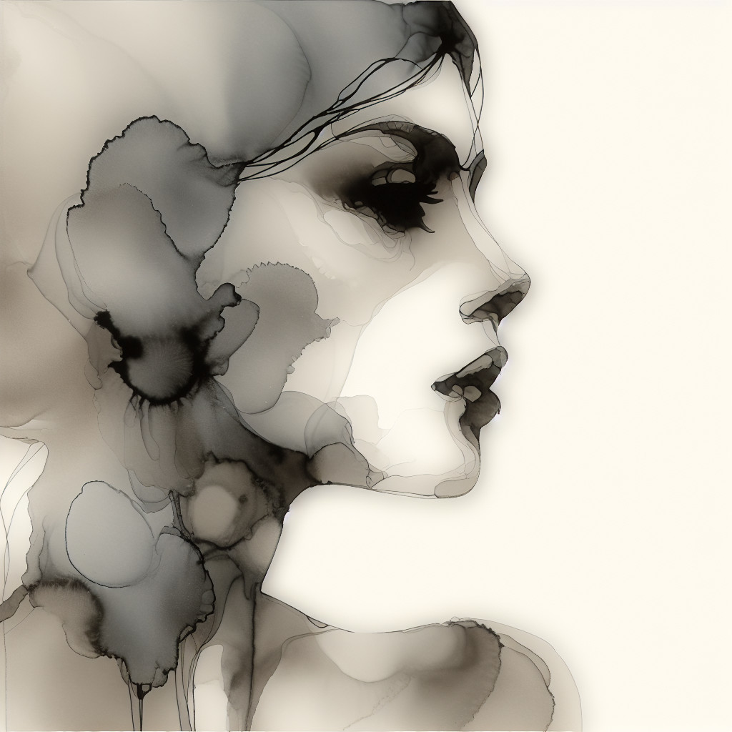Abstract Profile of a Woman in Soft Gray Tones