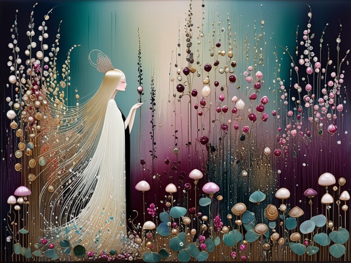 Dreamlike Art Nouveau Illustration of a Fairy Woman