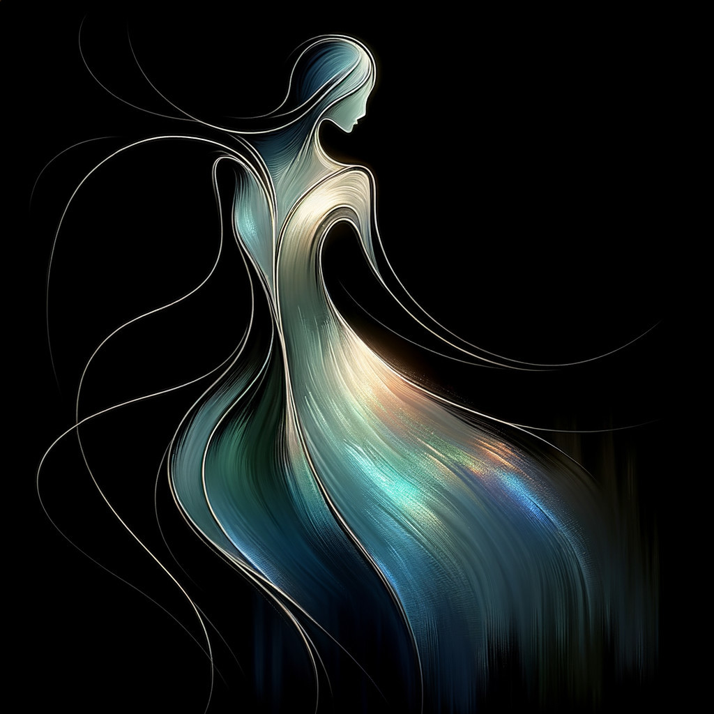 Ethereal Woman in Flowing Lines and Soft Colors
