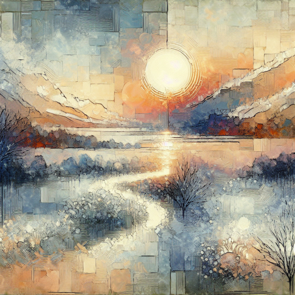 Serene Sunrise Landscape with River and Mountains