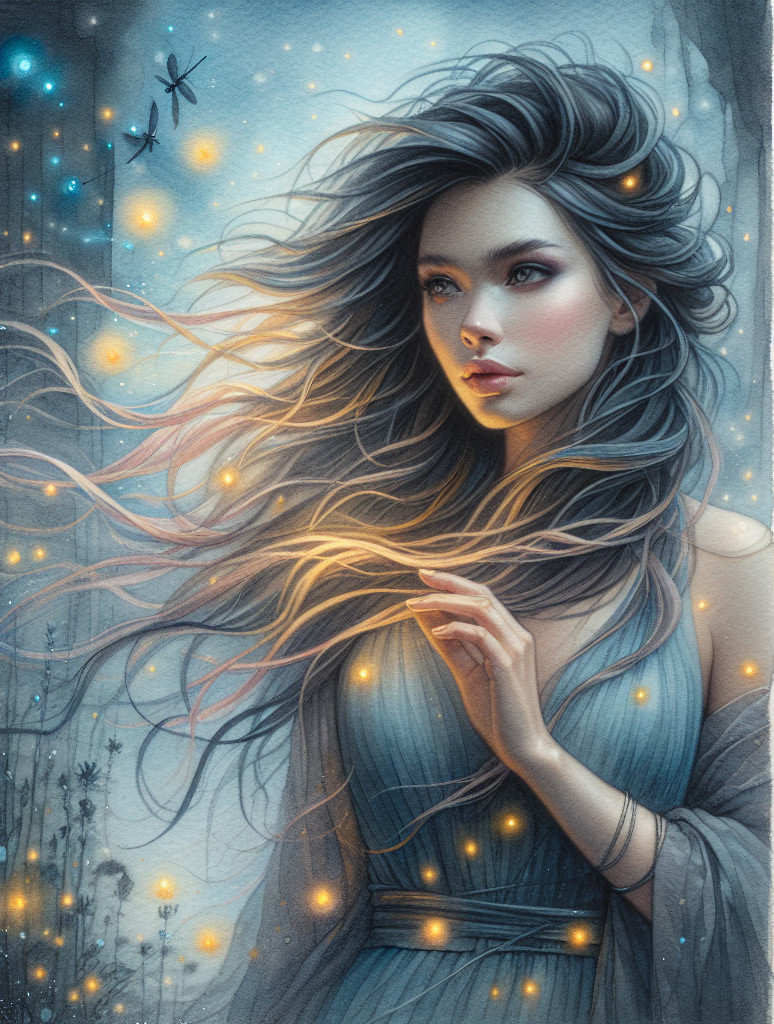 Mystical Scene of a Woman in a Dreamlike Landscape