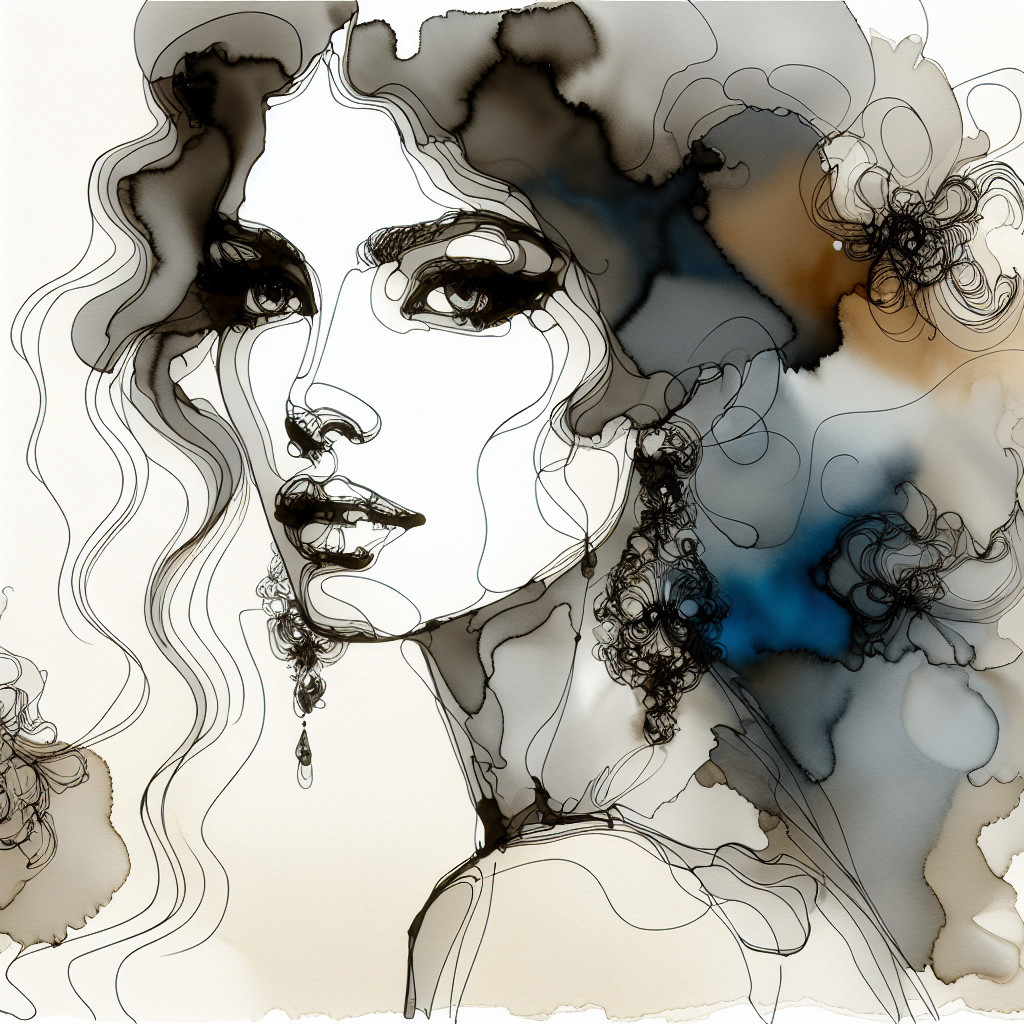 Artistic Illustration of a Woman's Profile with Florals