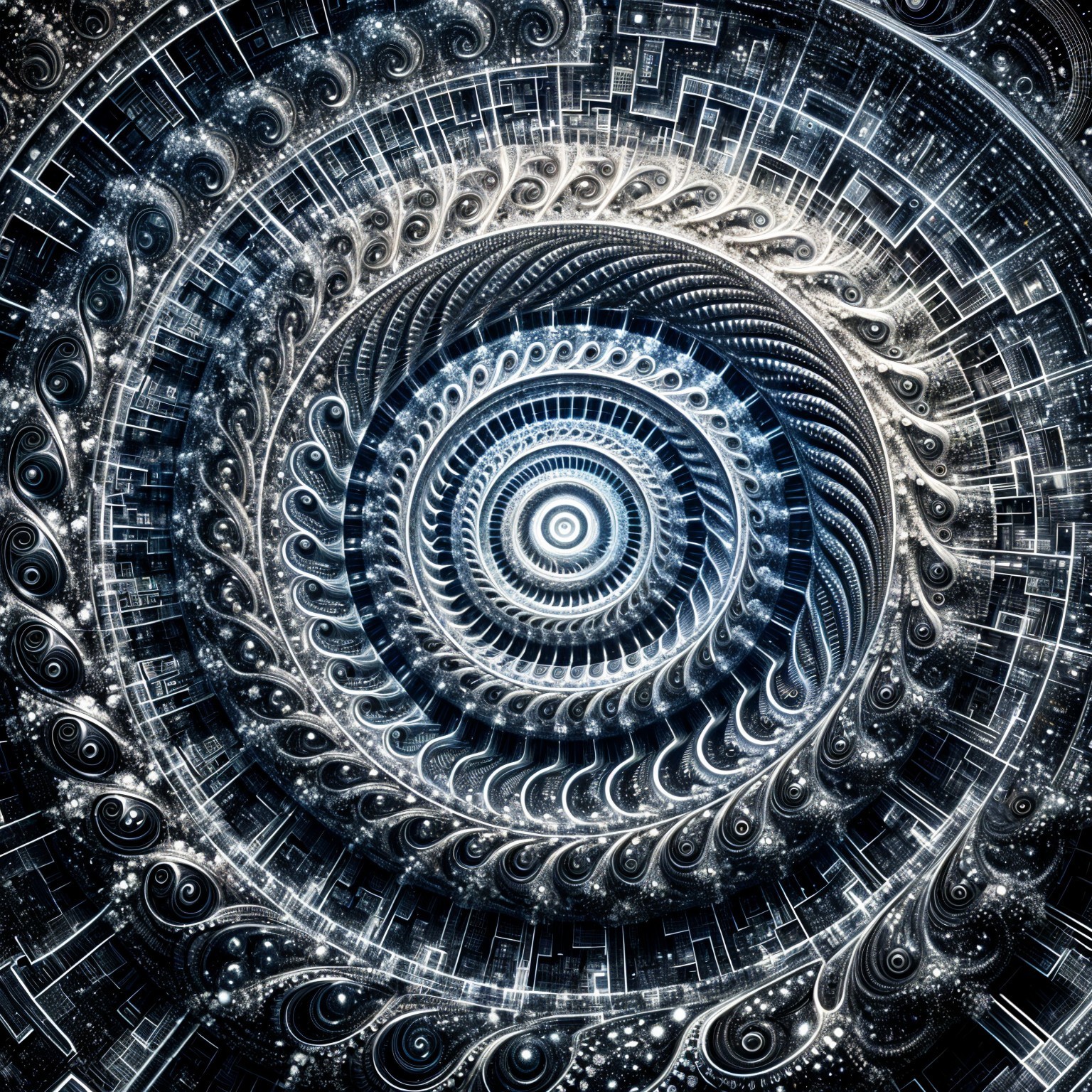 Intricate Spiral Design with Geometric Patterns