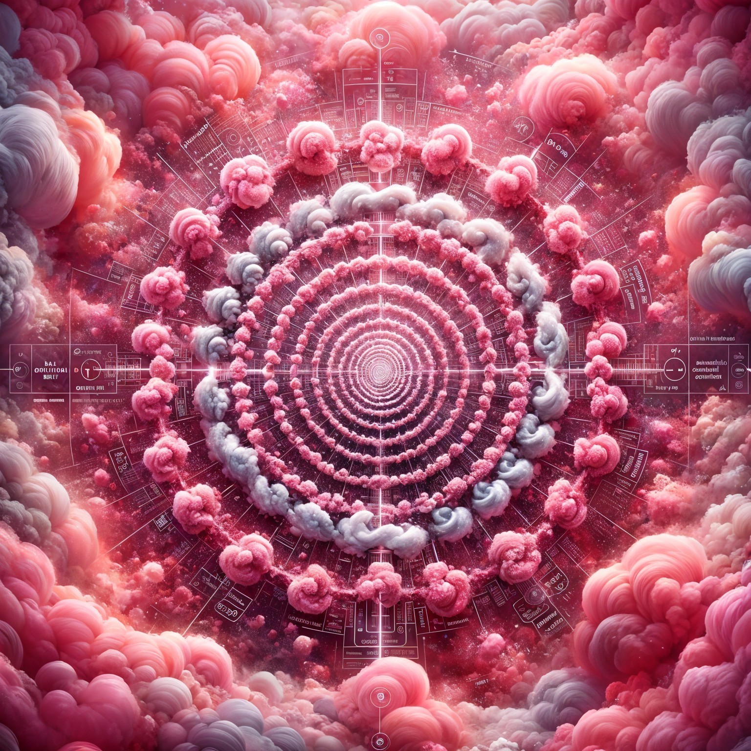 Abstract Spiral Pattern in Pink and Gray Shades