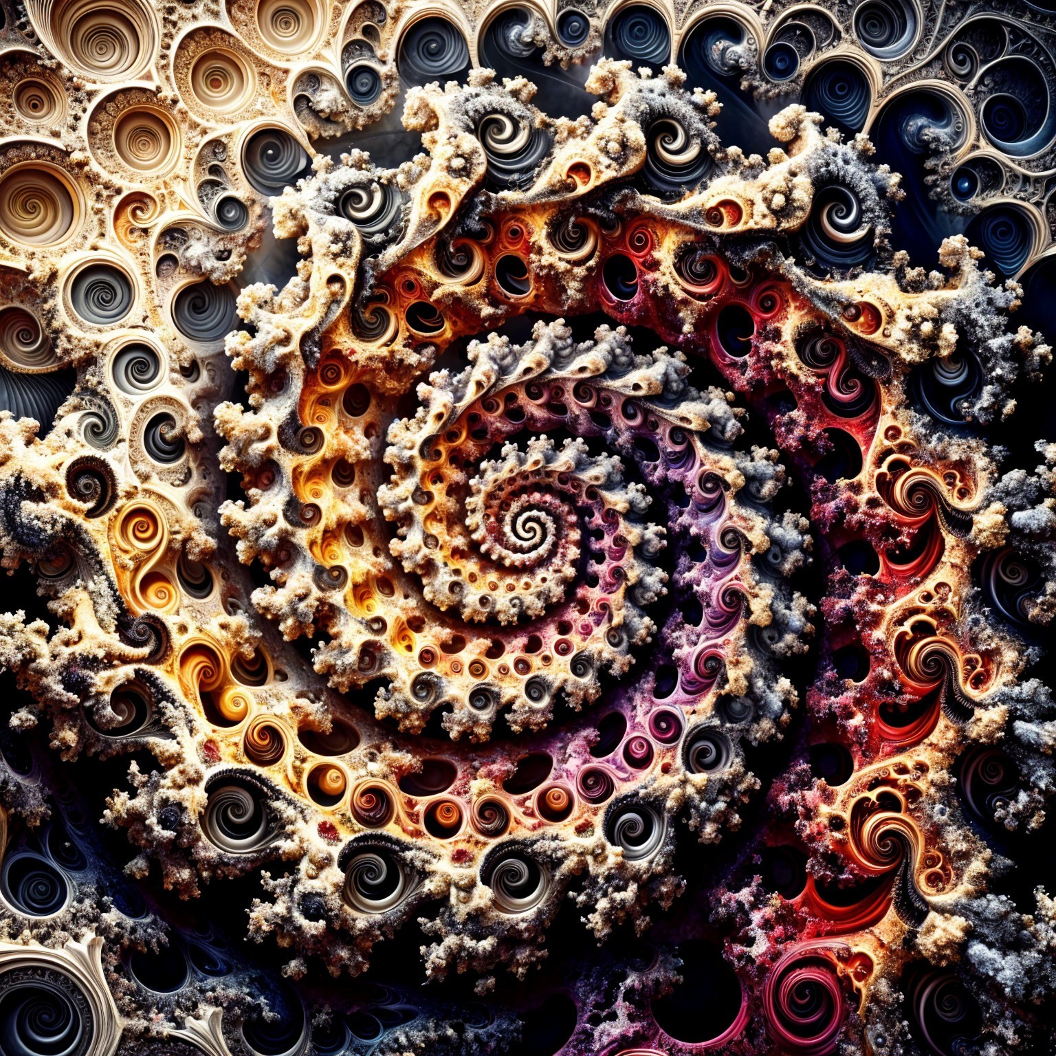 Intricate Fractal Design with Spiral Patterns and Colors