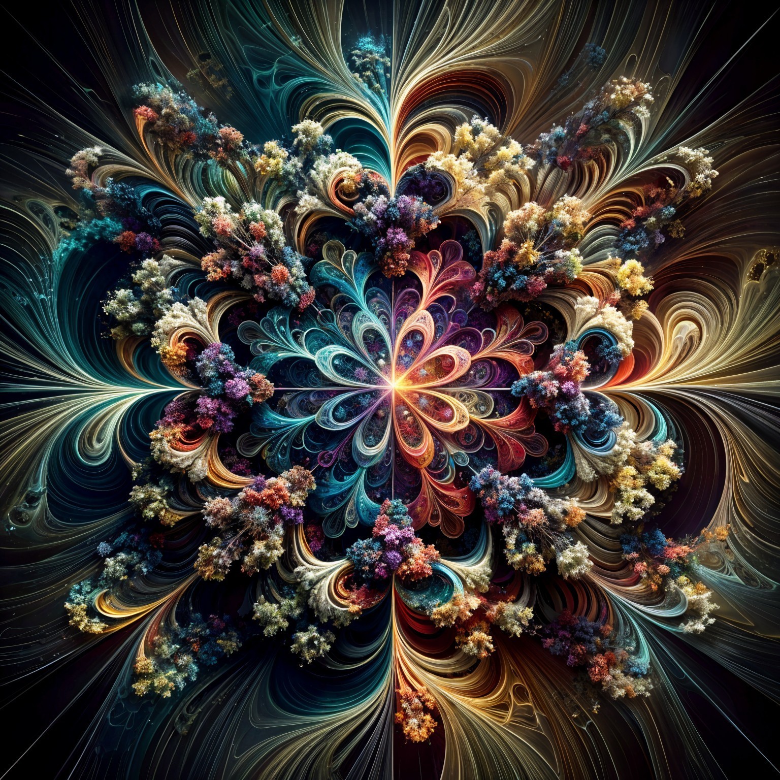 Intricate Fractal Design with Vibrant Colors and Patterns