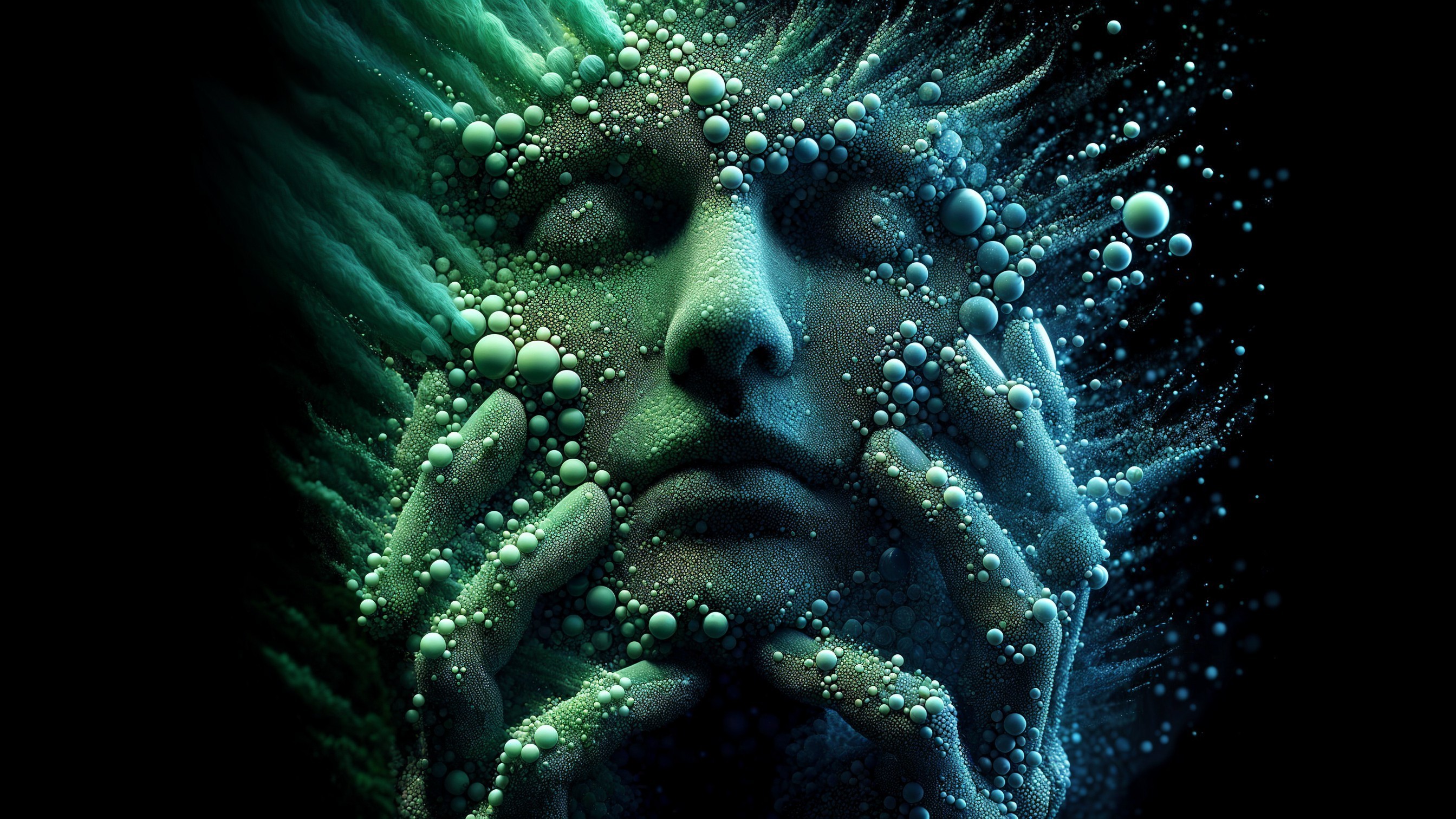 Surreal Face in Cosmic Bubbles and Colors