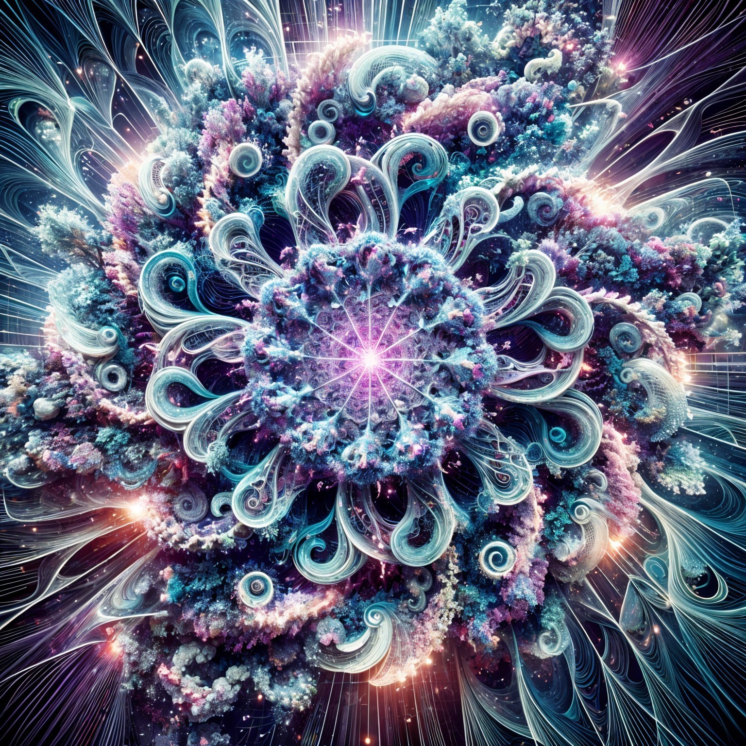 Fractal Design with Spirals and Vibrant Colors