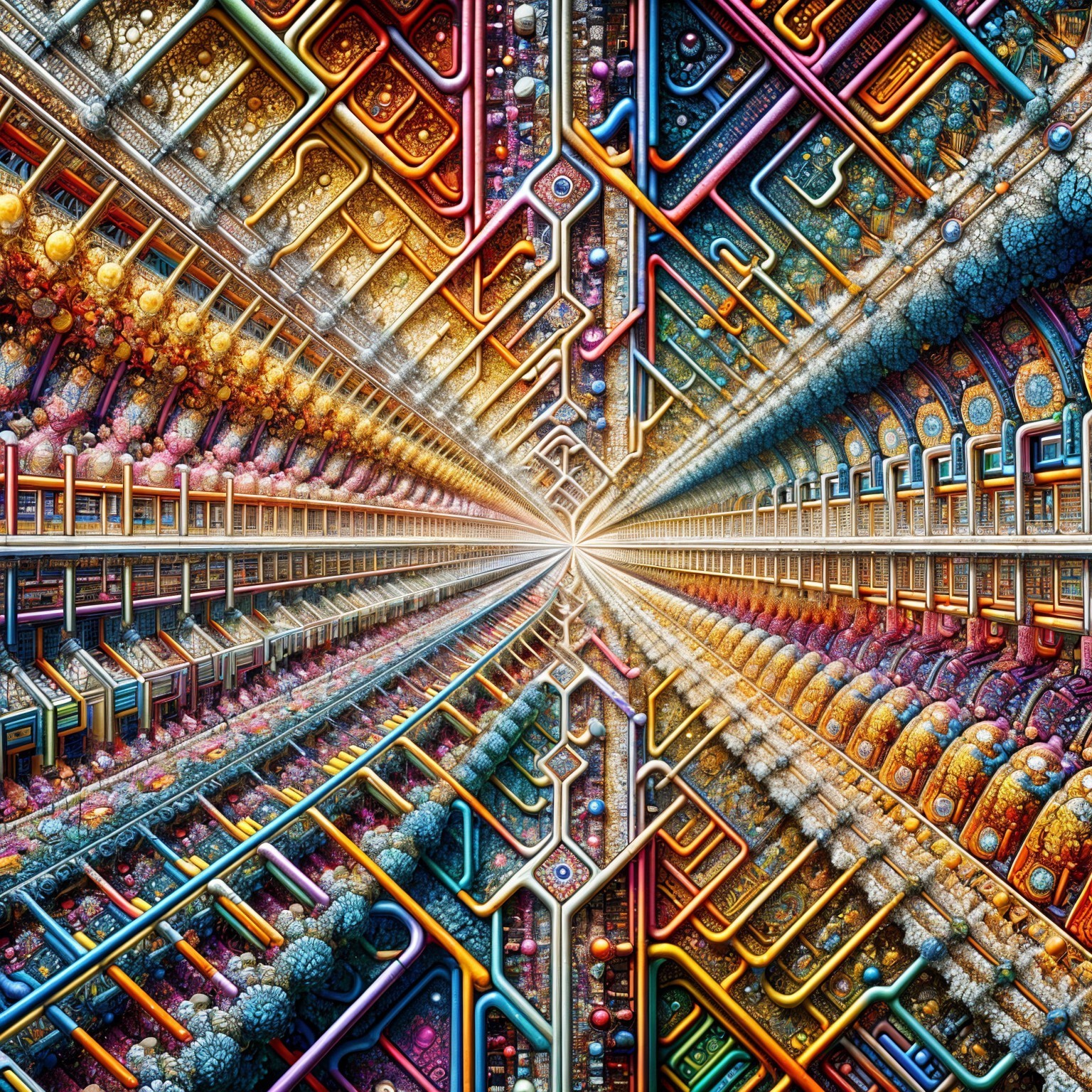 Surreal Tunnel with Vibrant Colors and Patterns