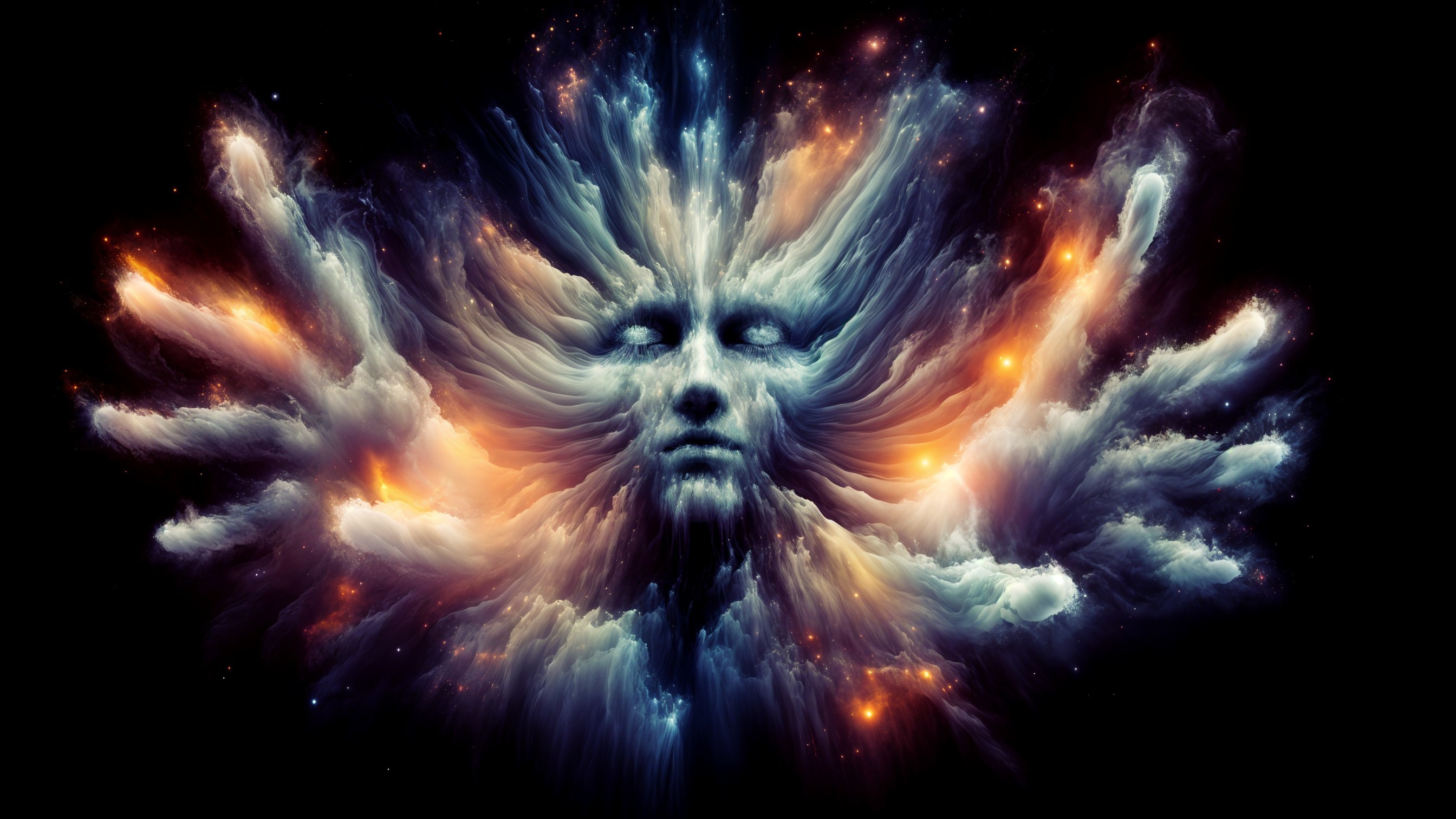 Surreal Cosmic Figure in Vibrant Nebula Colors