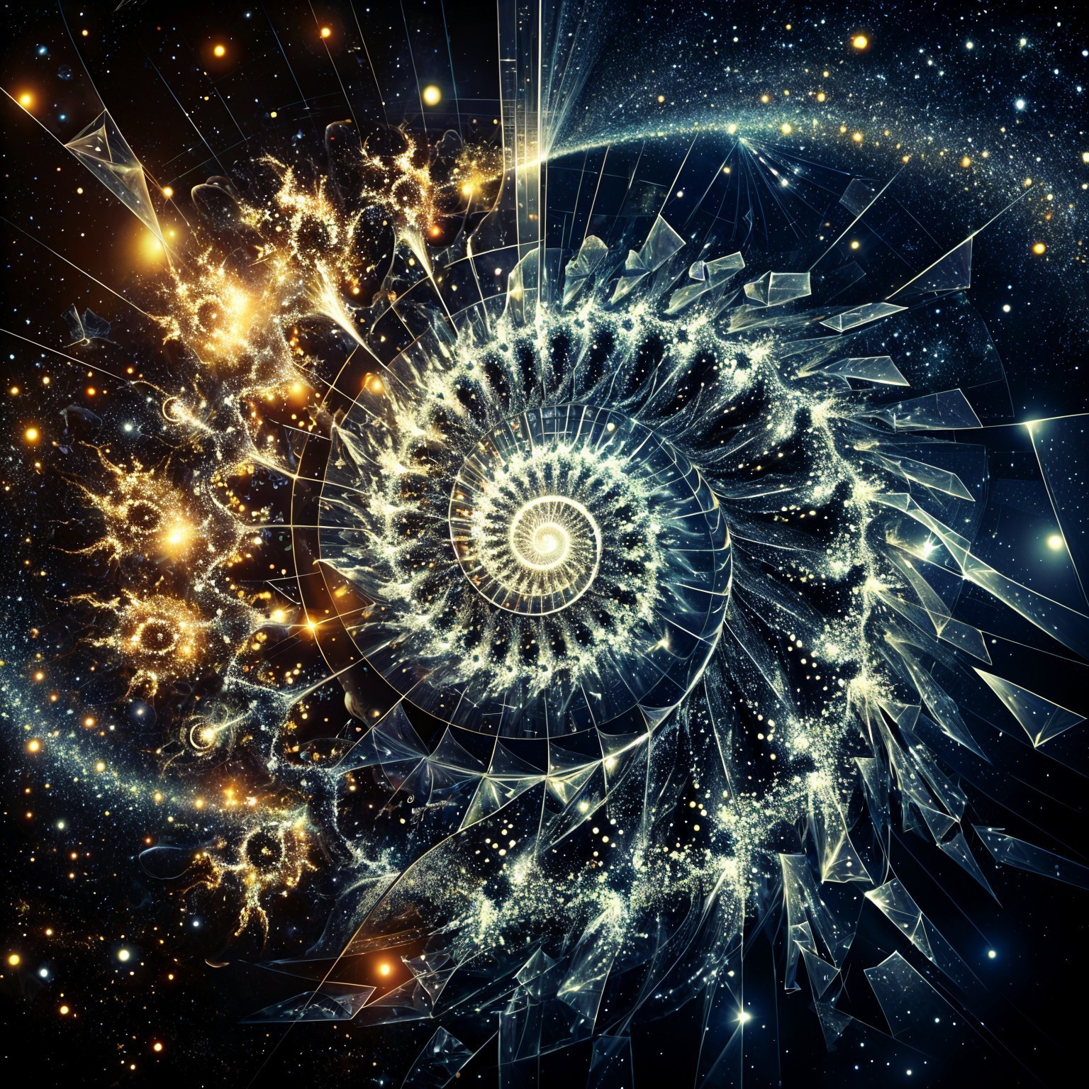 Abstract Cosmic Spiral with Fractal Patterns and Stars