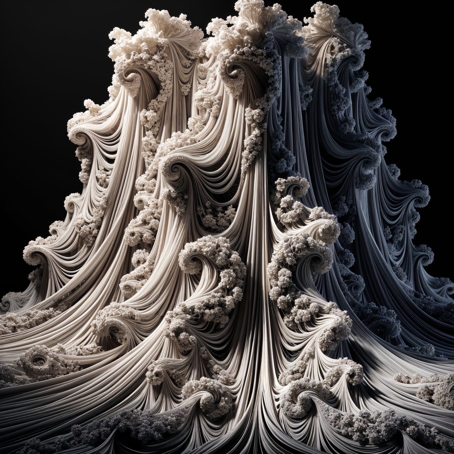 Intricate Textured Structure with Fluid Wave Design