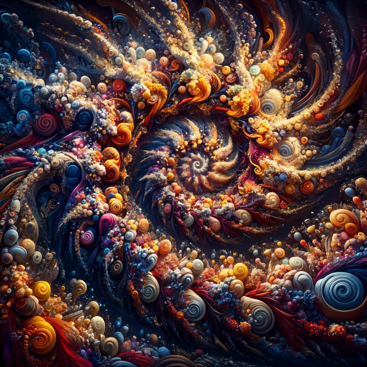 Vibrant Abstract Composition with Colorful Swirls