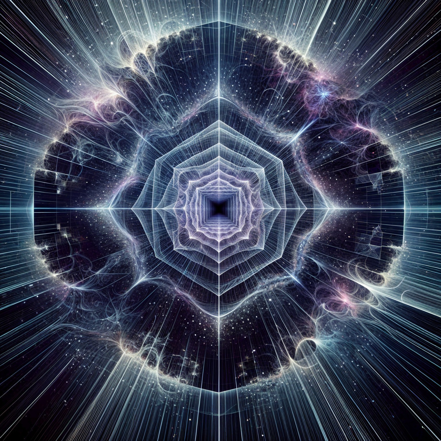 Intricate Cosmic Design with Geometric Patterns and Colors