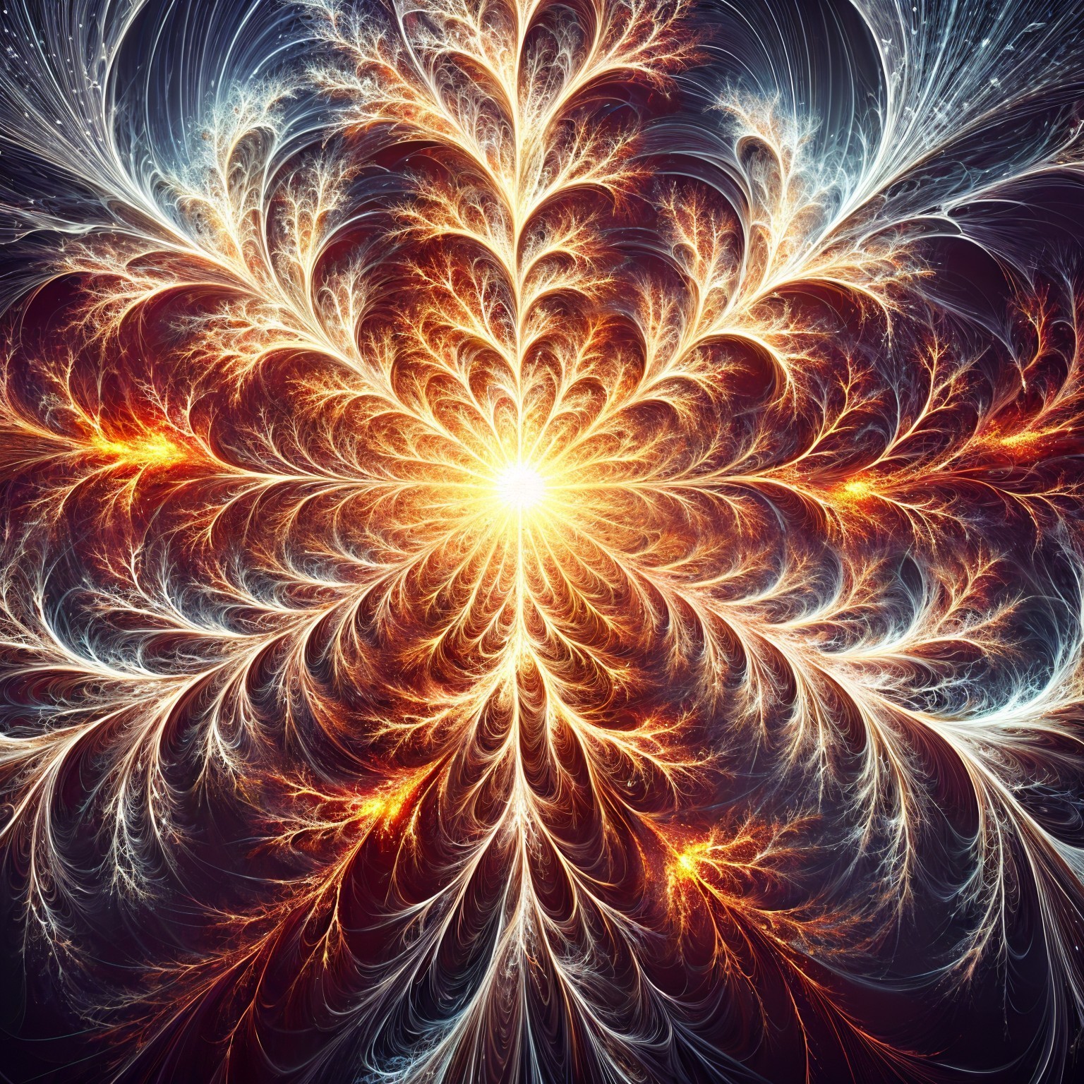 Fractal Design with Swirling Patterns and Luminous Core
