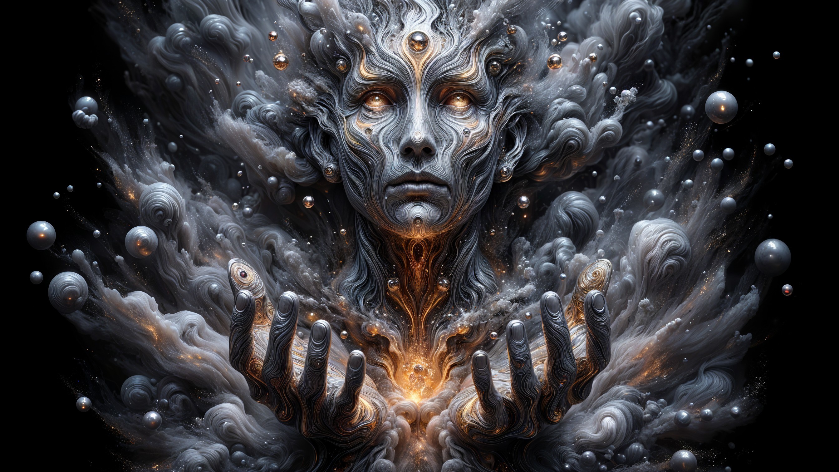 Ethereal Figure in Mist with Radiant Cosmic Light