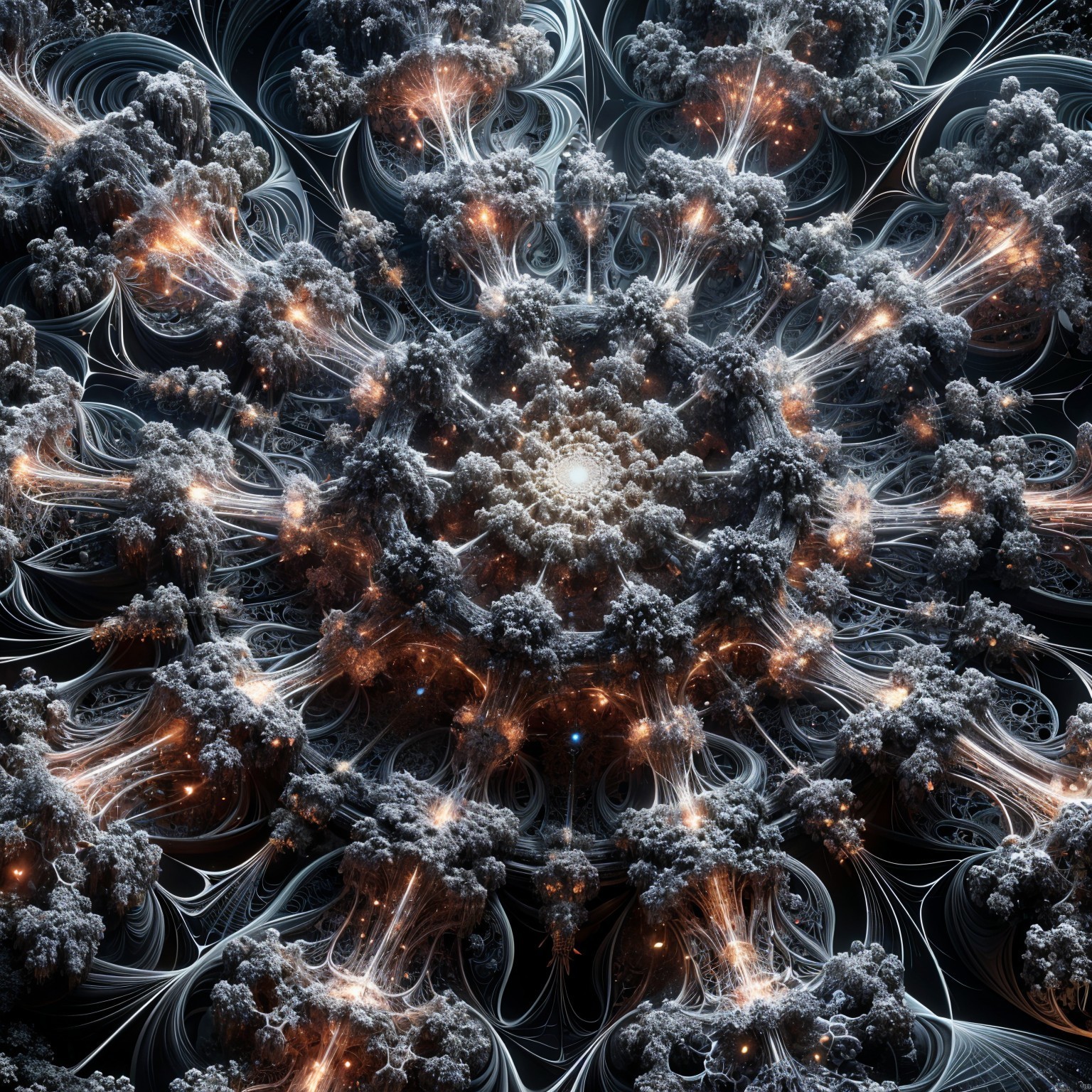 Intricate Fractal Design with Swirling Patterns and Depth
