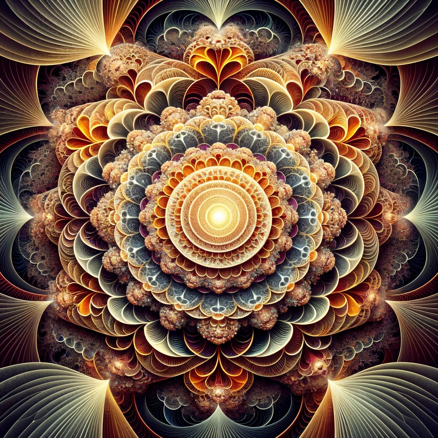 Intricate Fractal Design with Spirals and Floral Motifs
