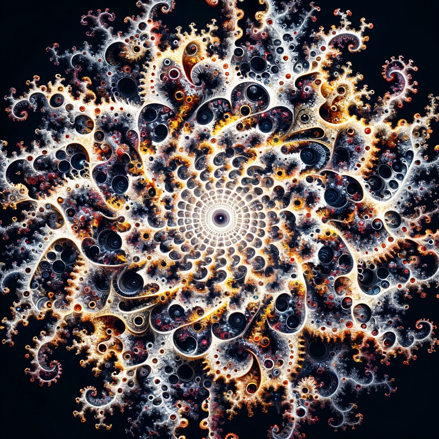 Fractal Design with Spirals and Vibrant Colors