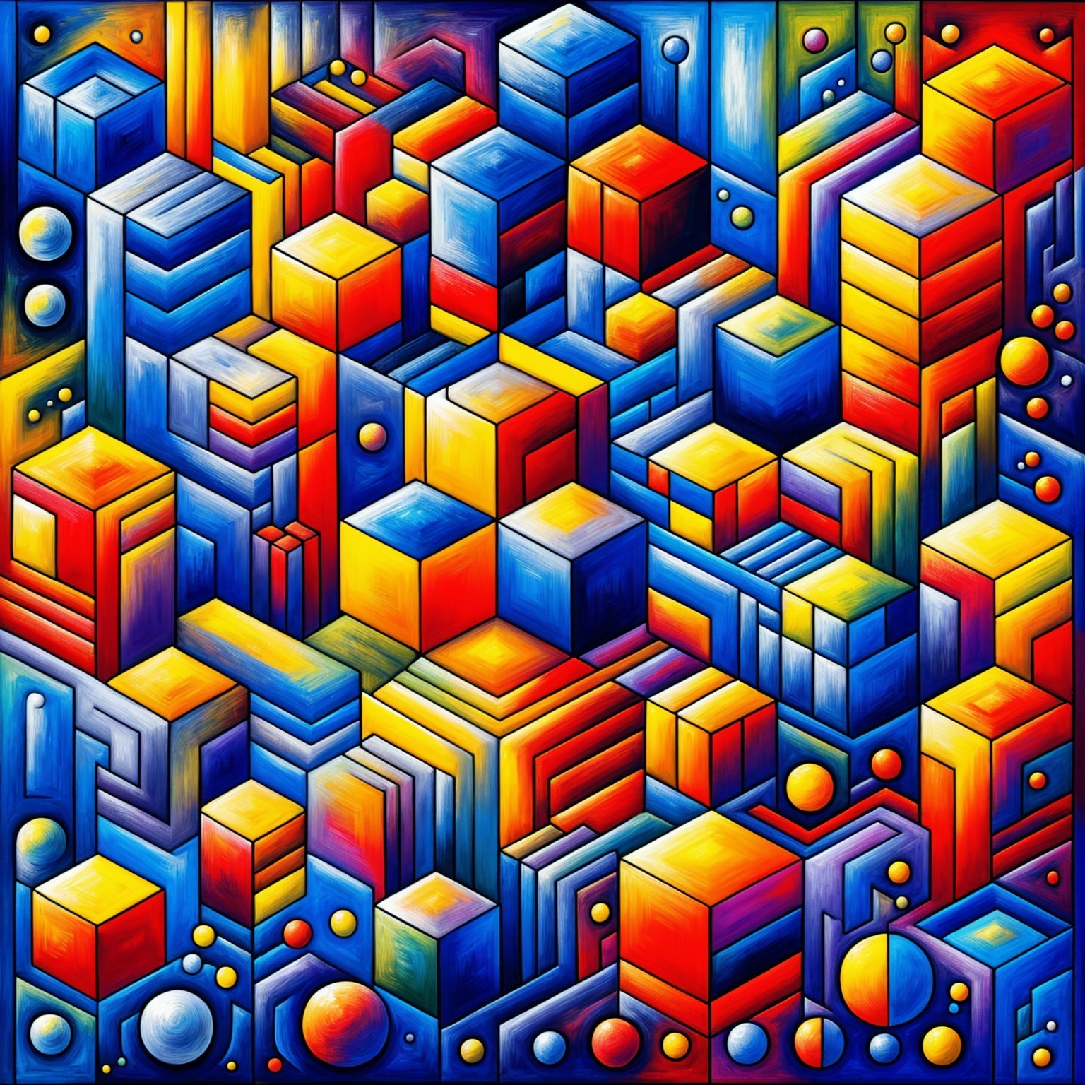 Vibrant Abstract Composition of Geometric Shapes