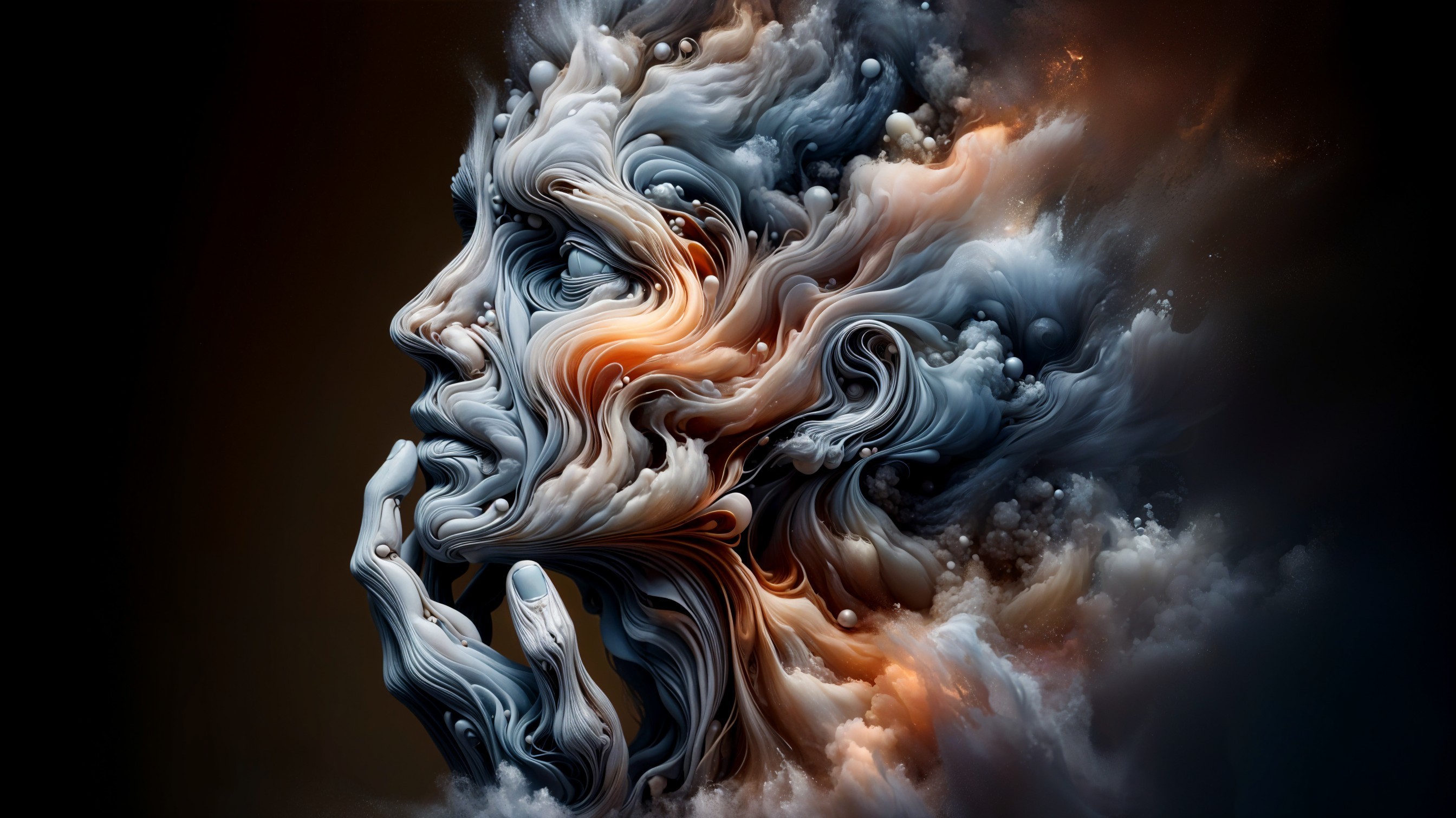 Surreal Abstract Human Face in Flowing Colors