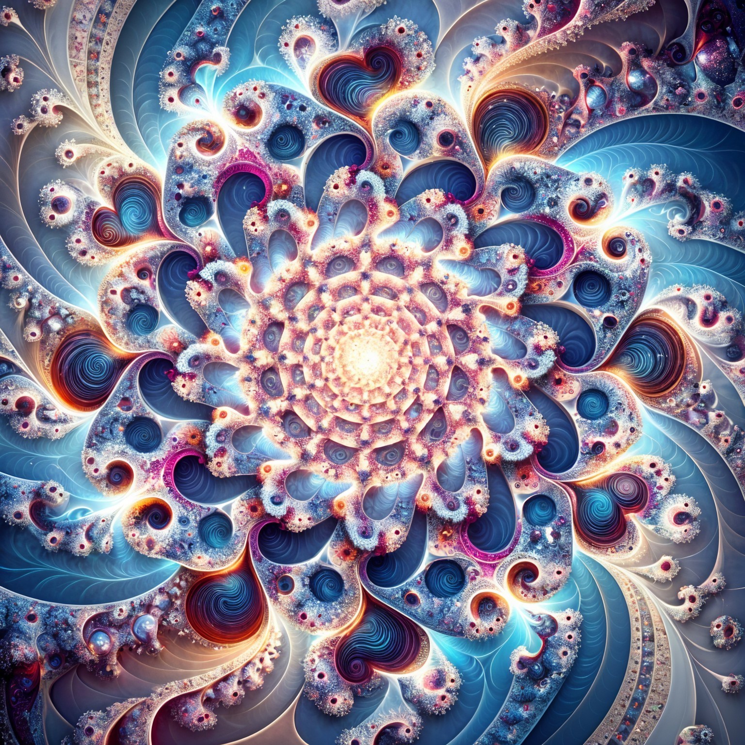 Vibrant Fractal Design with Spirals and Color Patterns